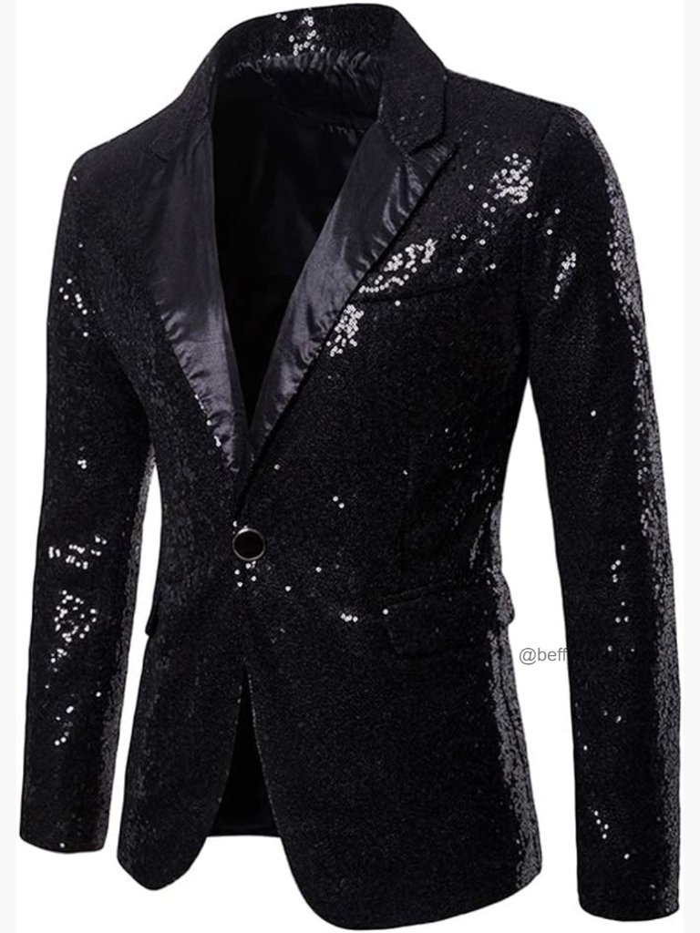 Men's Sequin Blazer One Button Tuxedo Sport Coat Party Wedding